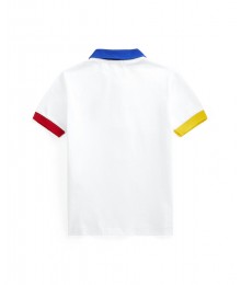 Polo Ralph Lauren White With Colored Arm Band And Collar Polo Shirt